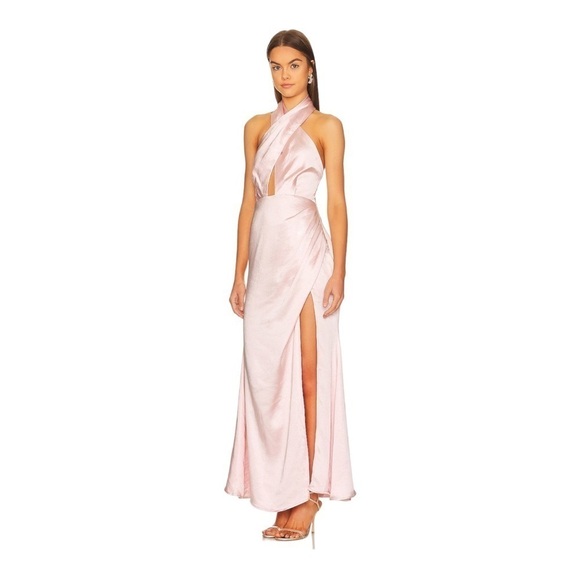 ELLIATT Blush Pink Cross Front Satin Maxi Gown Medium NWT - Picture 12 of 16